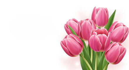 Naklejka premium Pink tulips in a bouquet on a white background for International Women's Day 