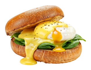 Burger with egg and bacon , isolated on transparent background, png