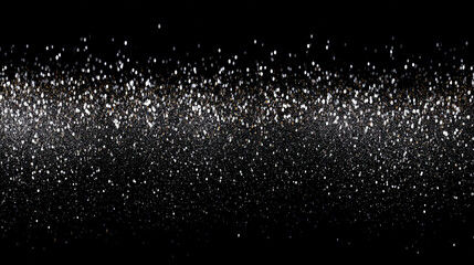  Lustrous Silver Sparkling Confetti Descending on a Black Background, Exuding a Glamorous Celebration Atmosphere with Radiant Reflections and High Contrast.