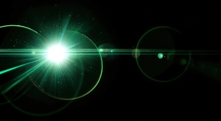 Abstract glowing emerald green lens flare