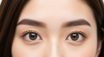 眉毛と目元のクローズアップ 女性のアイメイク