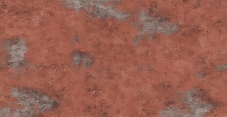 Abstract rusty terracotta surface with muted gray stains
