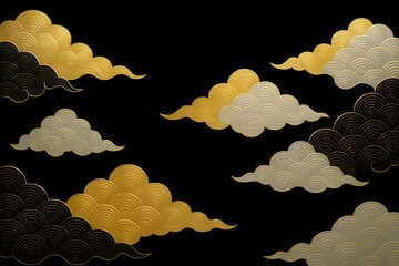 Gold foil cloud pattern Japanese pattern background