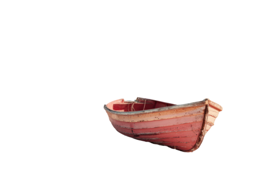 Isolated weathered wooden boat