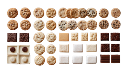 Variety of baked goods in a grid pattern