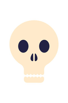 Vector illustration of a skull with jawbone. Spooky Halloween icon, pirate symbol, and danse macabre motif. Ideal for October decorations, horror parties, trick-or-treat, and costume themes. High res