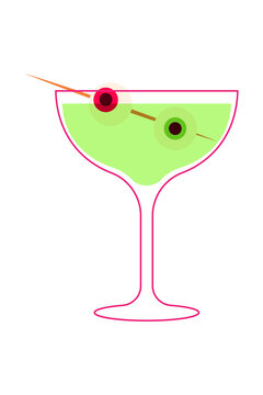Spooky green Halloween cocktail PNG. An eerie eyeballs float in a drink glass. Isolated illustration for party invitations, bar menu, scary season promotions,  autumnal graphic design. Zombie potion