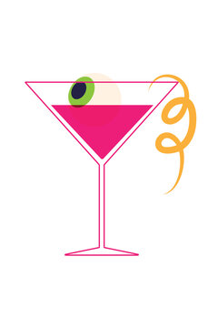 Spooky martini Halloween cocktail with eyeball and garnish. Mystical potion drink for autumn, party, celebration, festive bar menu, nightlife beverage, and seasonal graphic design. High resolution PNG