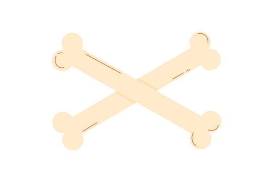 Crossed bones illustration, Halloween skeleton symbol, pirate crossbones icon, spooky death element, beige cream colors, minimalist vector style graphic for October, horror party, costume design