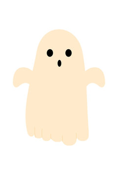 Spooky friendly Halloween ghost PNG illustration with floating sheet and eerie face. Cute cartoon spirit perfect for seasonal parties, decorations, trick-or-treat, and holiday projects. Isolated