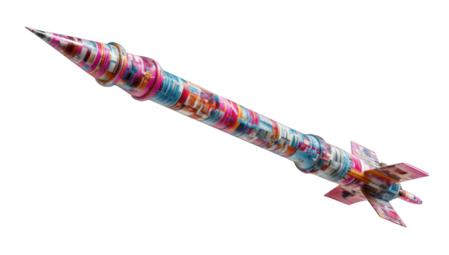 Colorful rocket in a dynamic angle