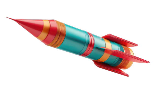 Colorful rocket soaring through space