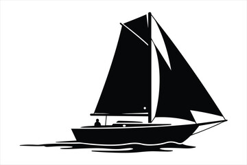 Majestic silhouette of a classic sailboat sailing gracefully on the water