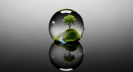 World within a glass orb, showcasing ecological preservation concept