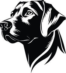 Fototapeta premium Chesapeake Bay Retriever head silhouette with wavy fur and focused gaze in black vector design