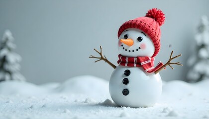 Obraz premium Smiling snowman, winter, festive. AI Generated.