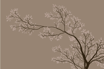 Fototapeta premium silhouette of a tree background with beige color 