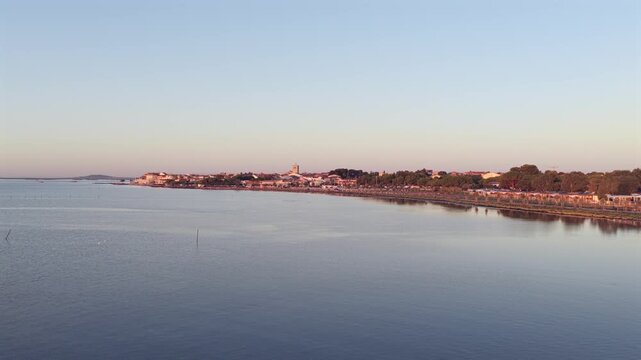 Aerial views of the village of M&egrave;ze, in Occitanie, France