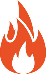 Simple stylized orange fire icon on white background