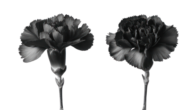 Two grayscale carnations