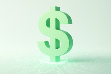 Obraz premium Dollar Sign: A vivid green dollar sign, signifying financial prosperity, stands in striking simplicity against a bright background, representing the concept of wealth.