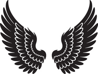 Eagle with spread wings vector illustration for design and decoration. wings icons, angel or bird wings