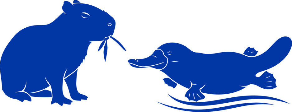 blue capybara and platypus clip art preview