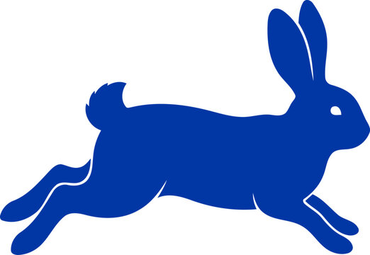 cobalt blue hare silhouette a bound of freedom, speed, and springs promise, isolated on transparent background