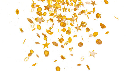 Celebrate with golden confetti shower of stars and circles for festive events, parties, awards, or holiday season joy