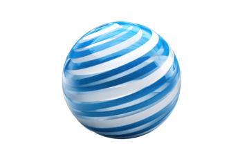 Blue sphere with white swirling bands.  Glossy finish