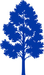 majestic cobalt tree silhouette a symbol of resilience, growth, and timeless beauty, isolated on transparent background