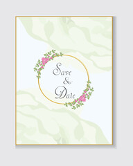 Design elements for wedding invitation templates and other cards.
Elegant pink rose and green leaf decoration concept.
Vector illustration.