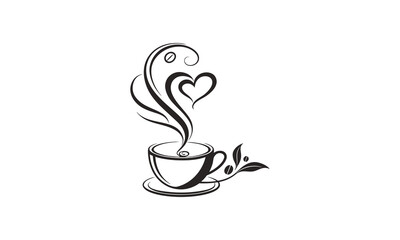 Coffee Cup with Heart Steam