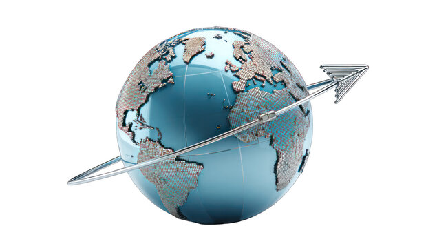 3D globe rotating with an arrow - Powered by Adobe