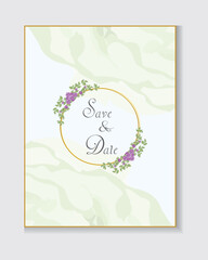Design elements for wedding invitation templates and other cards.
Elegant purple rose and green leaf decoration concept.
Vector illustration.