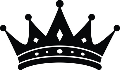 Silhouette of royal crown with diamonds, luxury jewelry symbol, monarchy power, king queen authority, elegant vintage design vector illustration