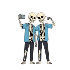 Funny Skeletons Taking Selfie