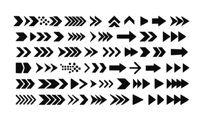 Arrow Icons Set Vector Collection of Navigation, Chevron, and Directional Symbols, easily editable and scalable.