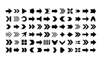 Arrow Icons Set Vector Collection of Navigation, Chevron, and Directional Symbols, easily editable and scalable.
