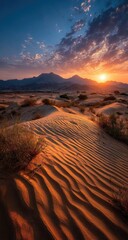 Naklejka premium Sunrise over desert dunes