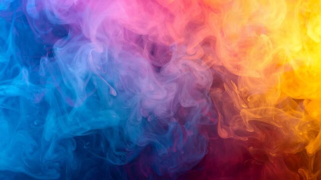 Dynamic smoke and mist flowing over colorful gradient background in seamless loop creating abstract ambient visuals for modern design