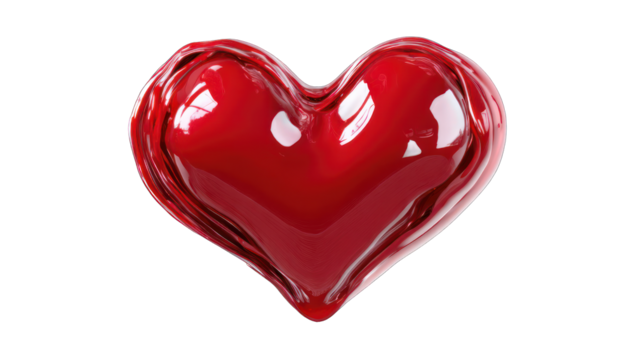 Red heart, glossy, 3D