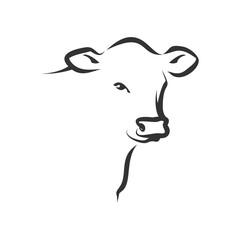 Elegant Line Art Cow Head Illustration Vector Graphic Design
