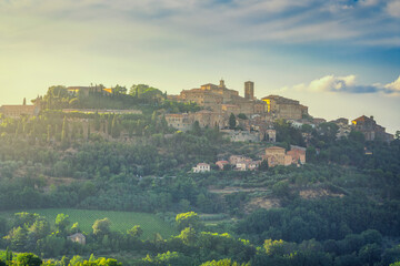 Obraz premium Montepulciano town skyline at sunset. Tuscany, Italy