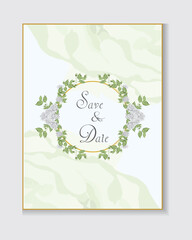 Design elements for wedding invitation templates and other cards.
Elegant white rose and green leaf decoration concept.
Vector illustration.