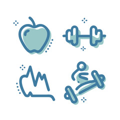 Health and Fitness Dashed Line Icon Set. Modern Minimal Vector Icons for Wellness Apps