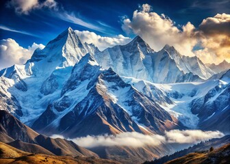 Majestic snow-capped mountains under a clear sky