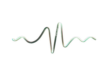 Silver metallic wavy line graphic on black background