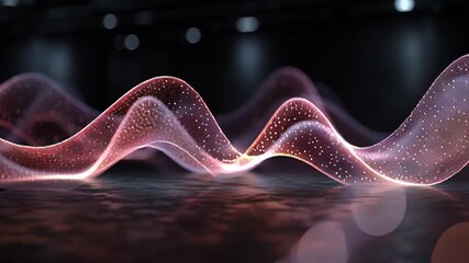 Abstract glowing soundwave visualization with neon wave patterns, futuristic music equalizer energy flow, vibrant audio spectrum design for DJ, concert, and digital technology backgrounds - Powered by Adobe