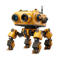 Yellow robot with mechanical legs